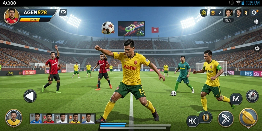 Tangkapan layar gameplay menarik dari AGEN878 dengan aksi sepak bola.