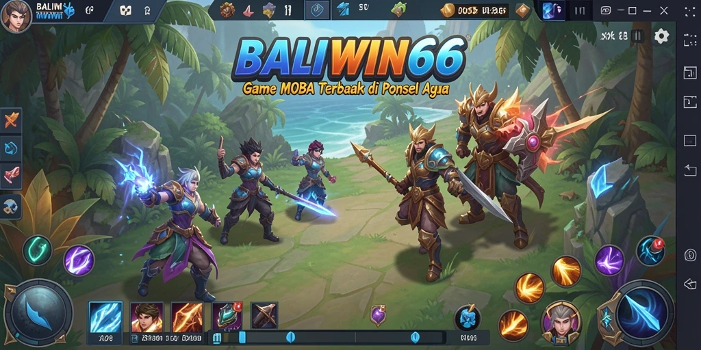 Screenshot gameplay BALIWIN66 yang menampilkan pertempuran MOBA yang seru.