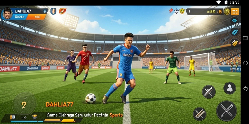 Tampilan gameplay DAHLIA77 yang dinamis dan penuh aksi olahraga.
