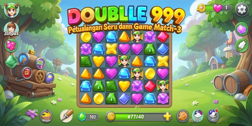 Screenshot gameplay seru dari game Match-3 DOUBLE999.