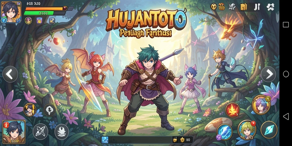 Tampilan menarik dari gameplay HUJANTOTO dengan karakter anime yang dinamis.