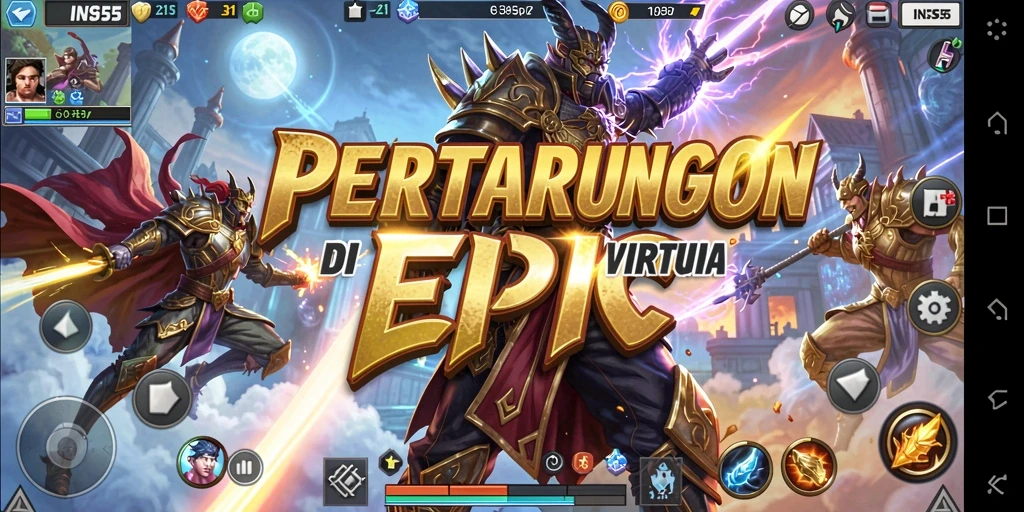 Gameplay seru INS55 yang menampilkan pertarungan intens antar karakter.