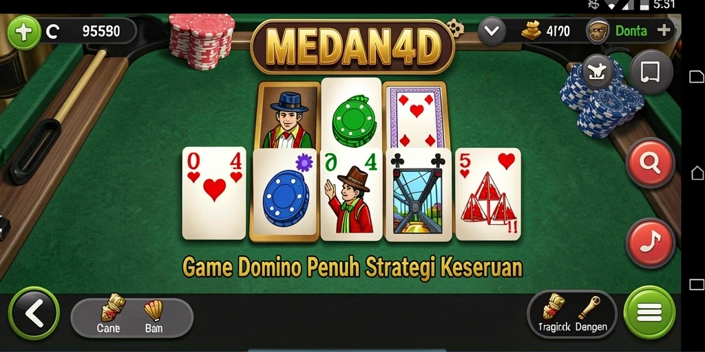 Tampilan gameplay seru dari MEDAN4D, permainan domino yang menantang.