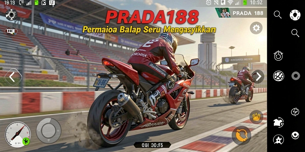 Tampilan gameplay seru balap motor di PRADA188.