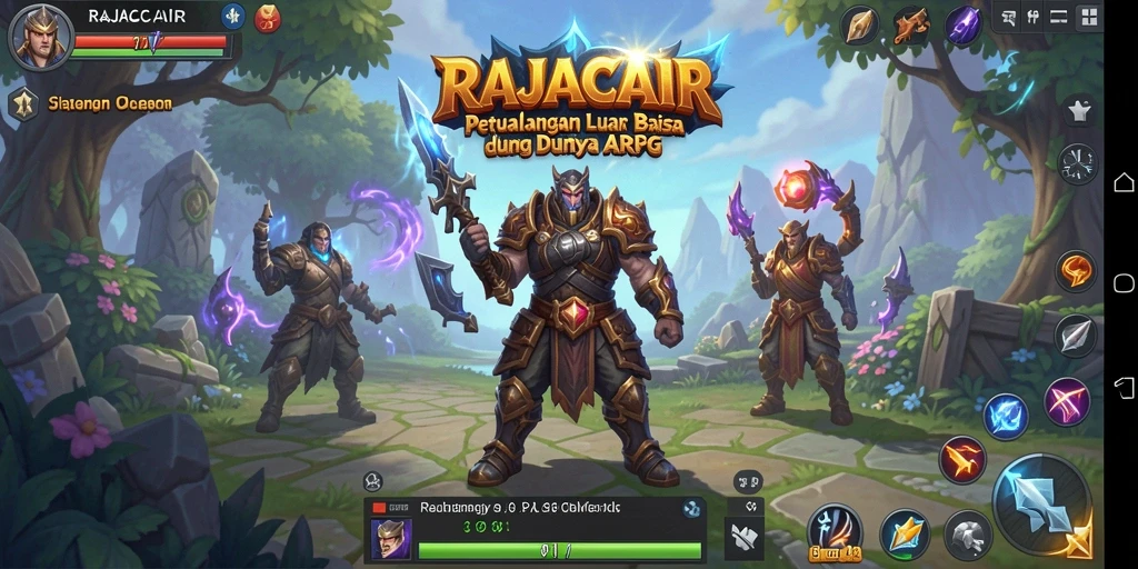 Menampilkan aksi pertarungan seru dalam gameplay RAJACAIR.