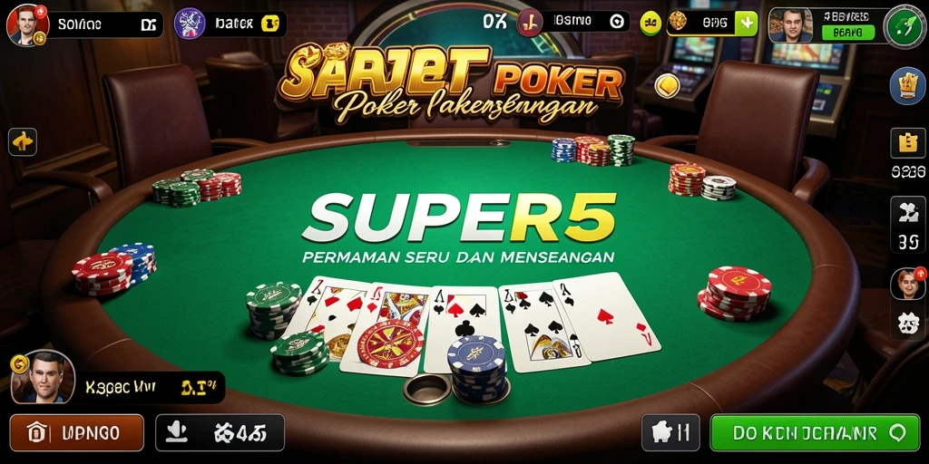 Tampilan gameplay poker seru di SUPER5 yang mengasyikkan.