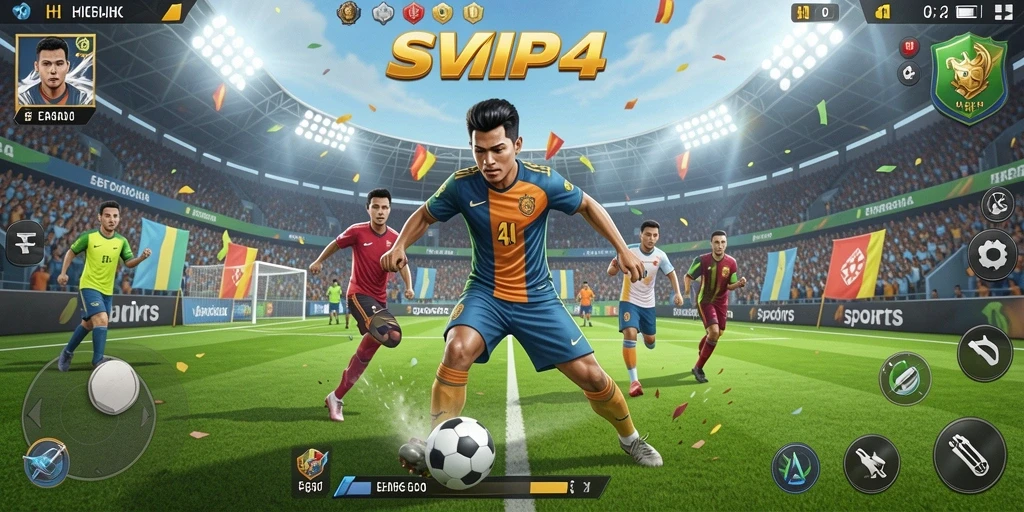 Tampilan gameplay SVIP4 yang menampilkan aksi olahraga yang mendebarkan.