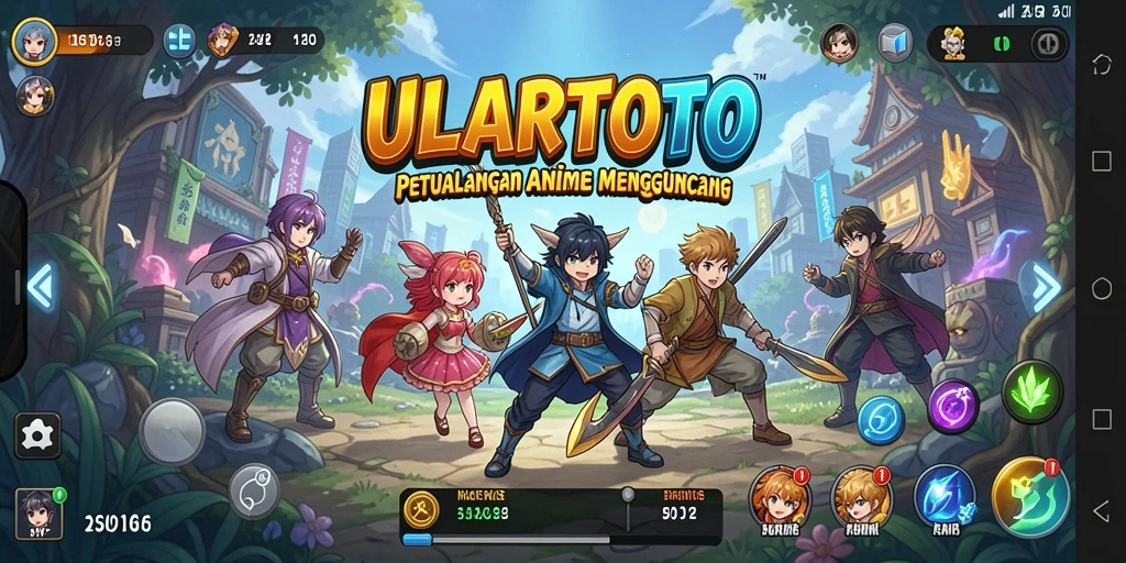 Tampilan gameplay ULARTOTO yang epik dan penuh aksi anime.