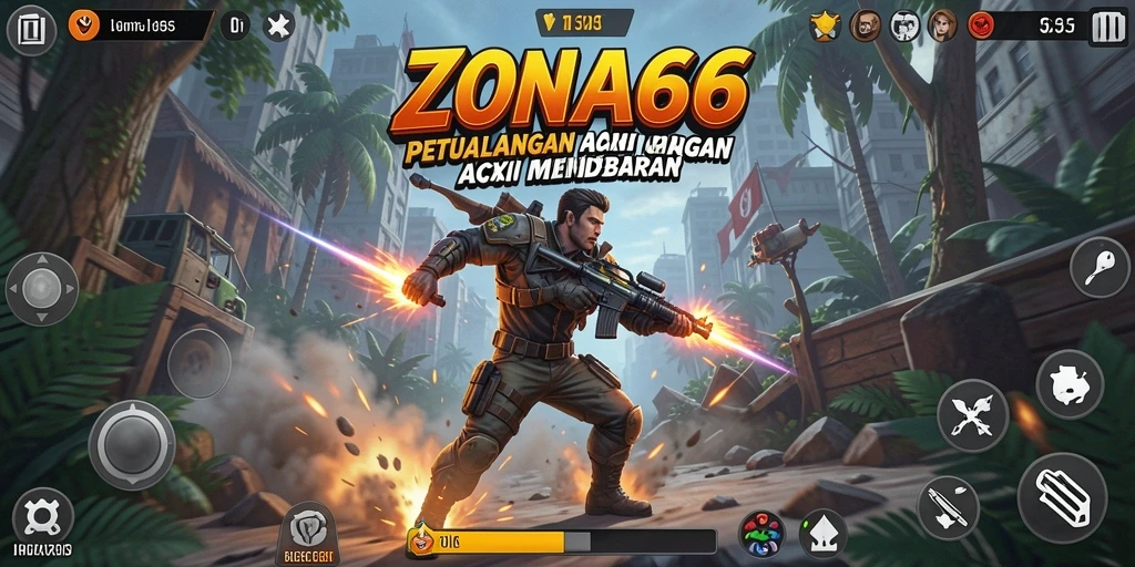 Screenshot gameplay ZONA66 menampilkan aksi seru dan karakter keren.